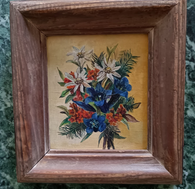 Schönes Oelbild Edelweis - 17 cm x 19 cm