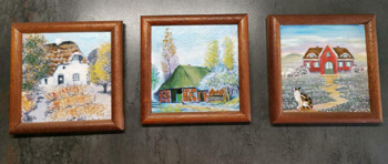 3  Ölbilder ,alles Ölbilder auf Leinen   11 x 11 cm