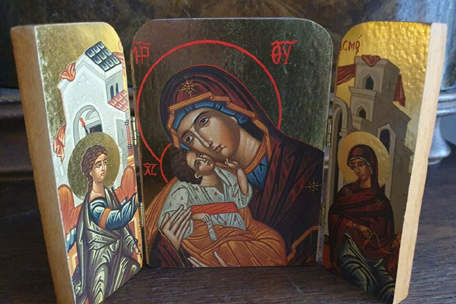 Neu wertig Triptychon russische Ikone klappbar  russische Iko
