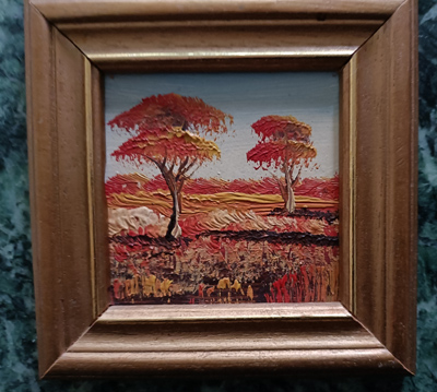 Ölbild 10 cm x 10 cm    Herbst Bäume