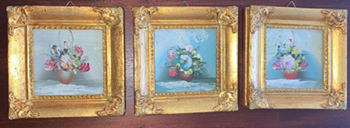 Sehr schönes kleines Ölbild Blumen 13 x 13 cm