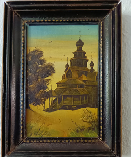 Kl. Ölbild Kirche  russisch, 19 x 13 cm* Kunstatelier -