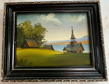 Kl. Ölbild Kirche russisch, 15,5  x 12 cm*