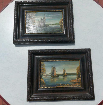 Beschreibung  Maritimes Gemälde Antik Rahmen