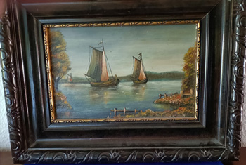 Maritimes Gemälde mit Antik Rahmen , Grösse 23