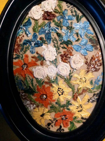 Feines Blumen Bouquet Ölbild Oval 12 cm Breit 16 cm Hoch, Blumenstrauß