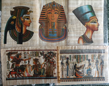 Ägyptische Papyrus Bild, 21 x 32 cm hoch, farbenfrohe